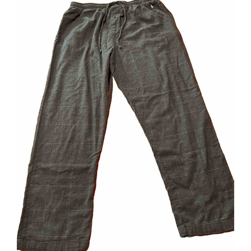 Polo Ralph Lauren‎ lounge pants Mens sz XL Gray Plaid Pajamas Sleepwear